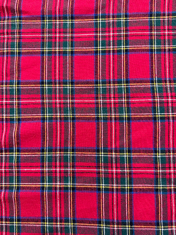 Red Multi Tartan Plaid Yarn Dyed Flannel Fabric