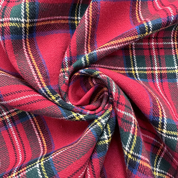 Red Multi Tartan Plaid Yarn Dyed Flannel Fabric