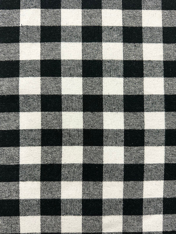 Black and White Buffalo Plaid Yarn Dyed Flannel Fabric