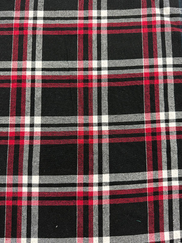 Black Multi Yarn Dyed Plaid Flannel Fabric