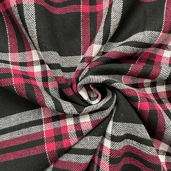 2 YD PC-Black Multi Yarn Dyed Plaid Flannel Fabric