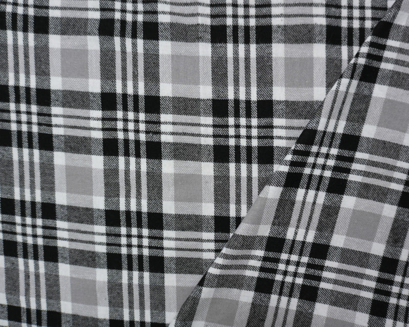 1 YD PC-Gray Multi Yarn Dyed Plaid Flannel Fabric