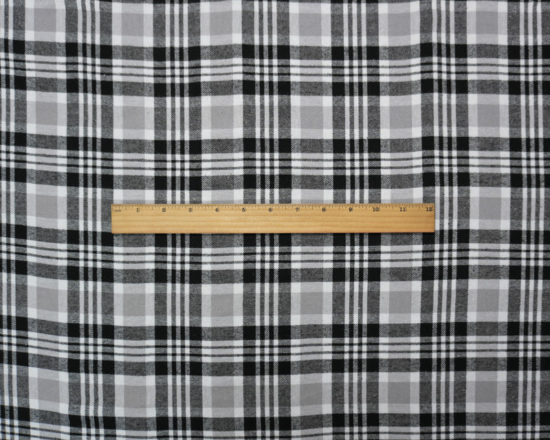 Gray Multi Yarn Dyed Plaid Flannel Fabric