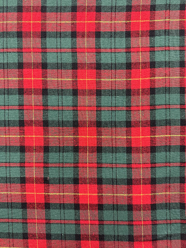 Green and Red Multi Yarn Dyed Plaid Flannel Fabric