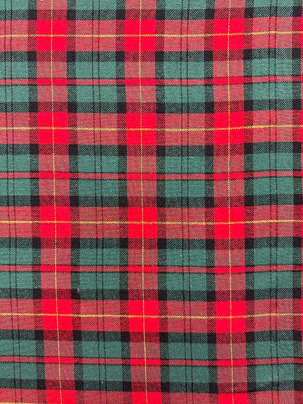 Green and Red Multi Yarn Dyed Plaid Flannel Fabric
