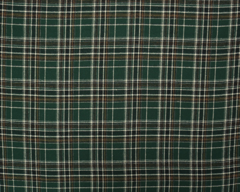 Green-Ivory-Multi Cotton Yarn Dyed Plaid Flannel Woven Fabric