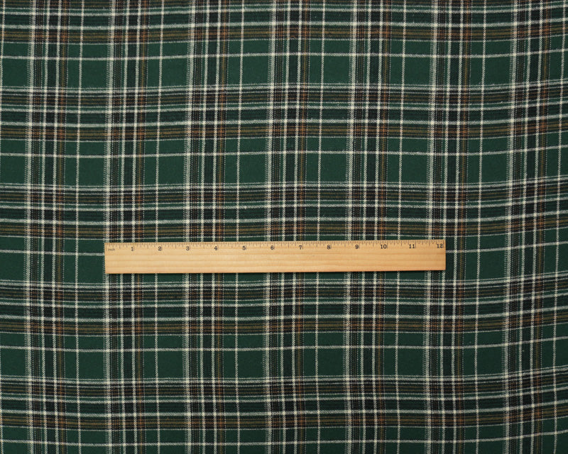Green-Ivory-Multi Cotton Yarn Dyed Plaid Flannel Woven Fabric