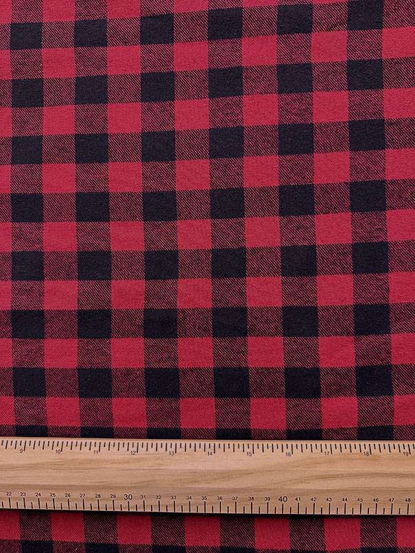 Red and Black Buffalo Plaid Yarn Dyed Flannel Fabric