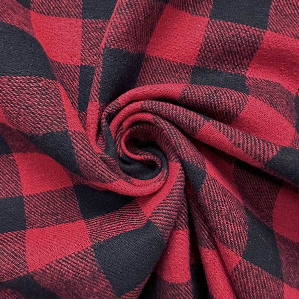 Red and Black Buffalo Plaid Yarn Dyed Flannel Fabric