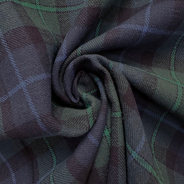 1 1/4 YD PC-Green Multi Yarn Dyed Plaid Flannel Fabric