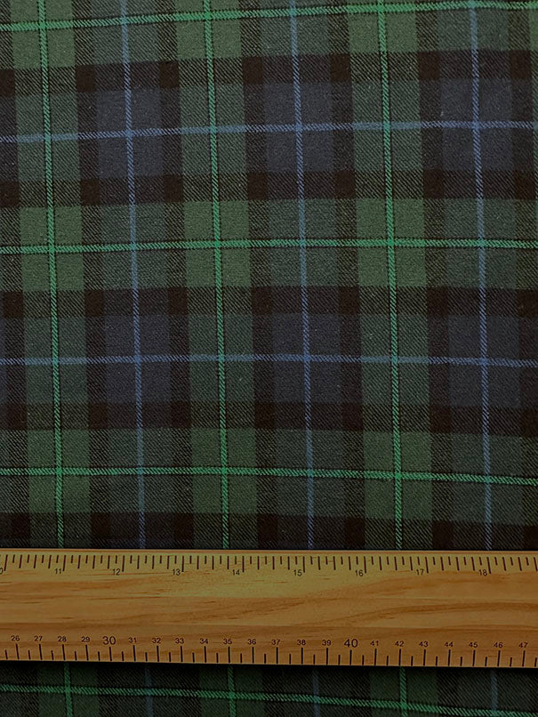 3 1/2 YD PC-Green Multi Yarn Dyed Plaid Flannel Fabric