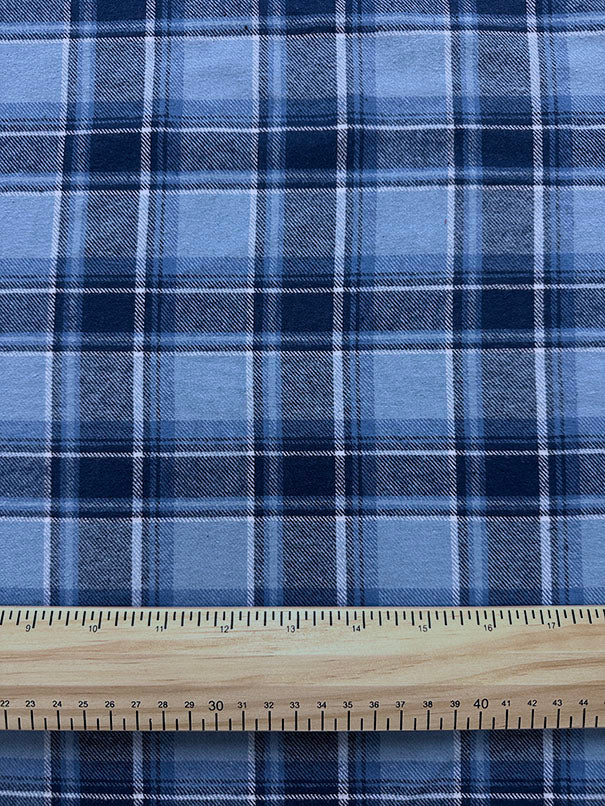 Light Blue Multi Yarn Dyed Plaid Flannel Fabric