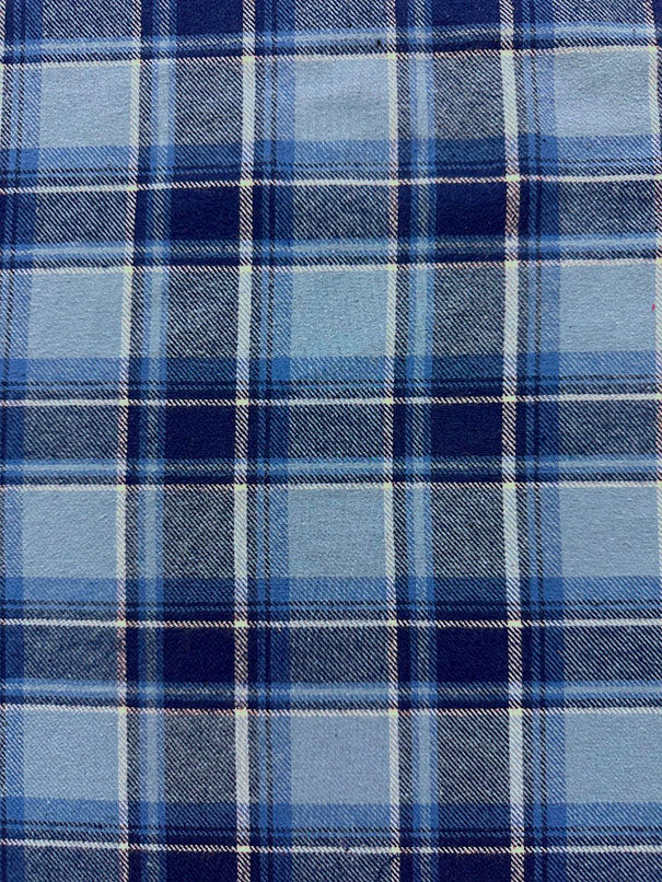 Light Blue Multi Yarn Dyed Plaid Flannel Fabric