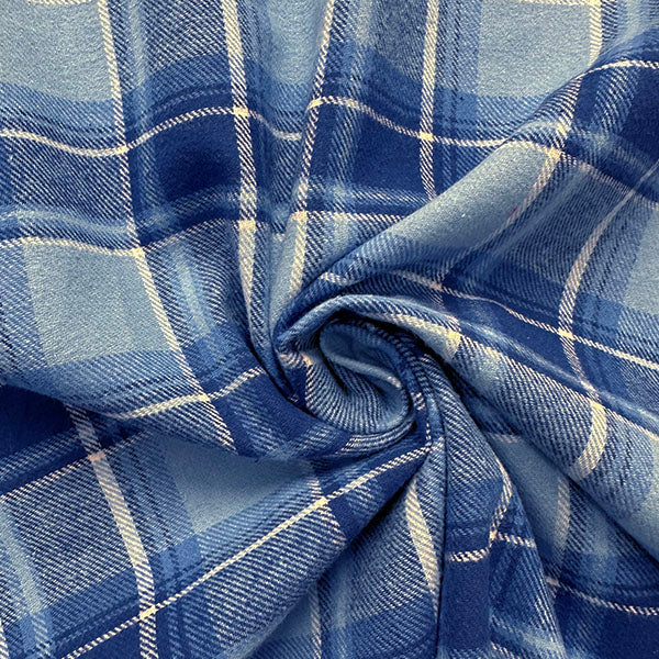 Light Blue Multi Yarn Dyed Plaid Flannel Fabric