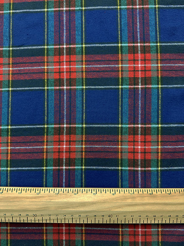 Royal Blue Multi Yarn Dyed Plaid Flannel Fabric