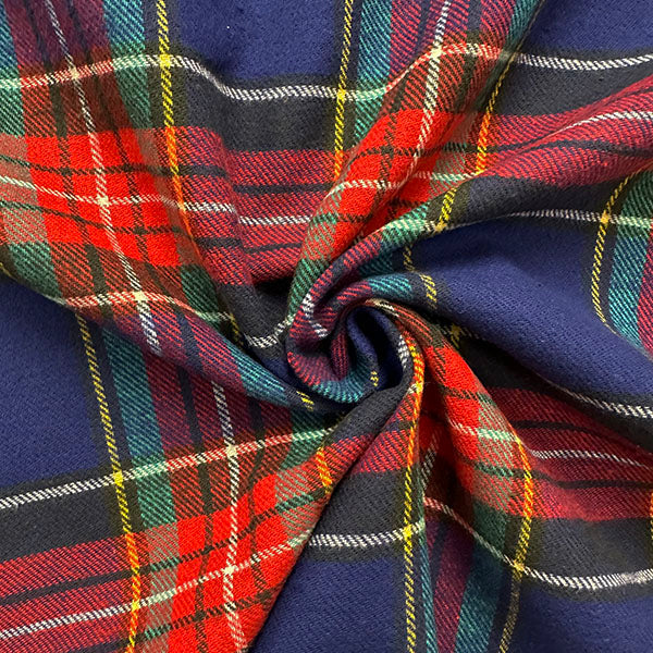 Royal Blue Multi Yarn Dyed Plaid Flannel Fabric