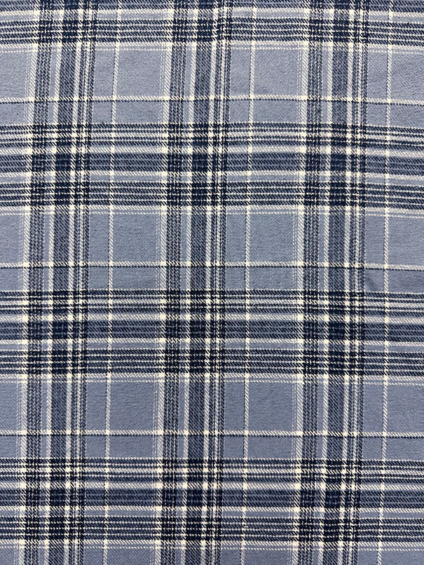 Medium Blue Multi Yarn Dyed Plaid Flannel Fabric