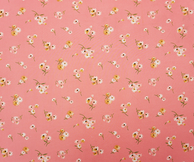 Coral-Multi Poly Floral Double Brushed Jersey Knit Fabric