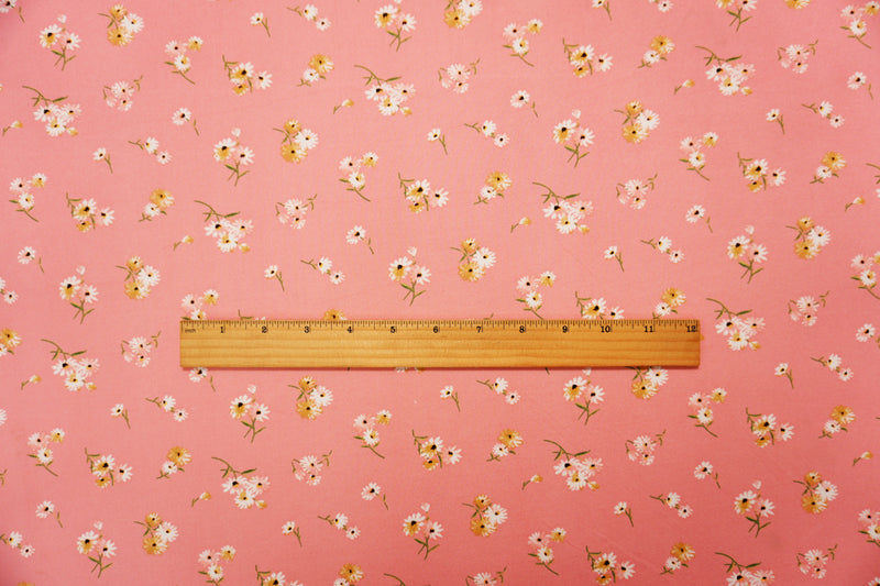 Coral-Multi Poly Floral Double Brushed Jersey Knit Fabric
