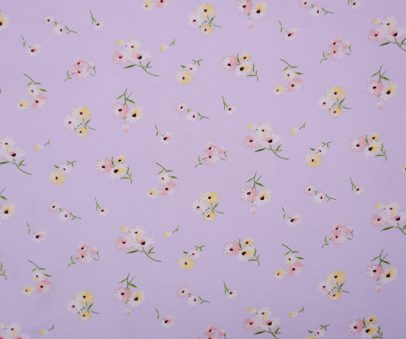 Purple-Pink-Multi Poly Floral Double Brushed Jersey Knit Fabric