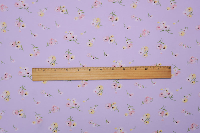 Purple-Pink-Multi Poly Floral Double Brushed Jersey Knit Fabric