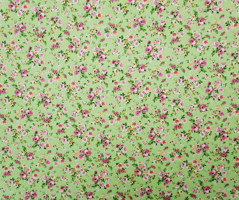 Green-Pink-Multi Poly Floral Double Brushed Jersey Knit Fabric