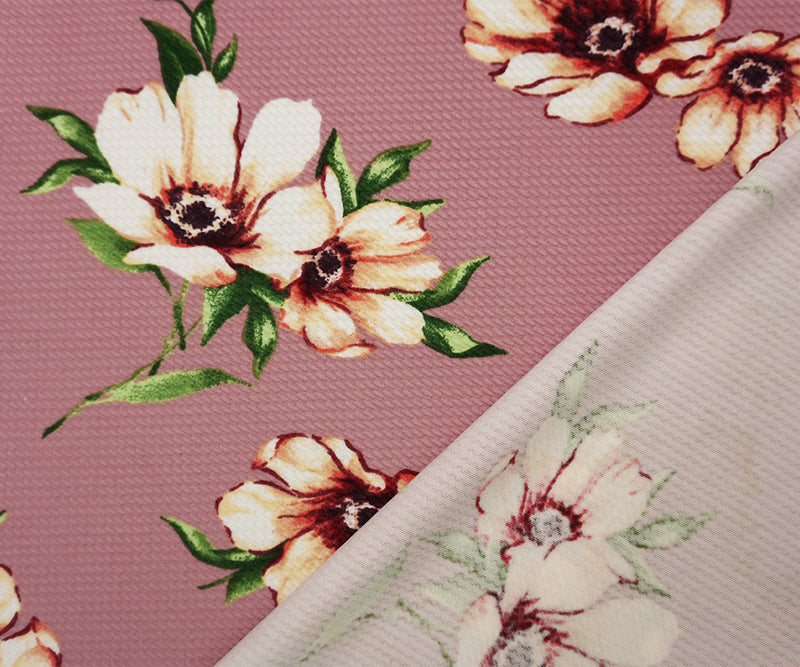 Pink-Multi Poly Stretch Floral Printed Bullet Double Knit Fabric
