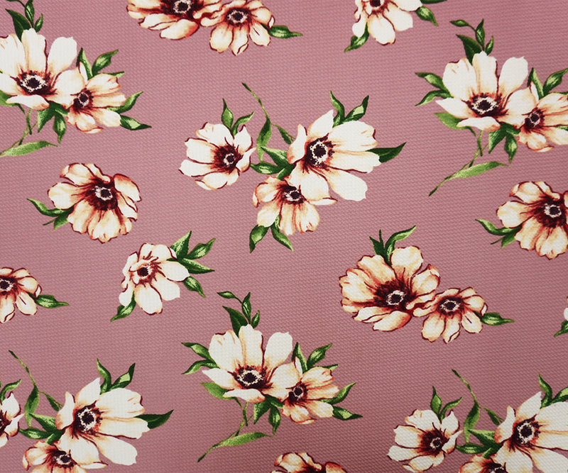 Pink-Multi Poly Stretch Floral Printed Bullet Double Knit Fabric