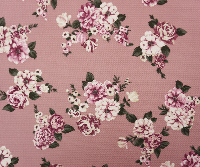 Pink-Purple-Multi Poly Stretch Floral Bullet Double Knit Fabric