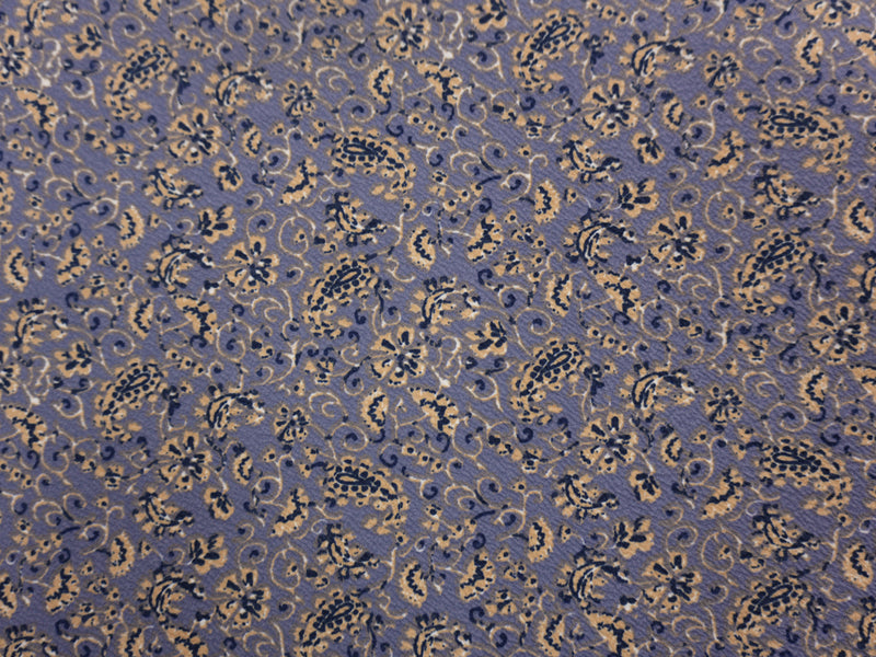 Purple-Multi Poly Floral Paisley Liverpool Double Knit Fabric