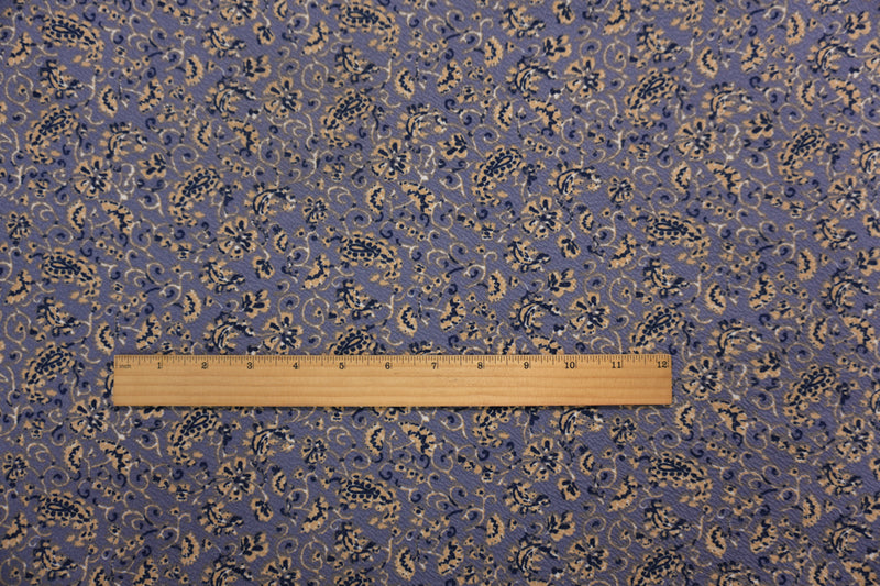 Purple-Multi Poly Floral Paisley Liverpool Double Knit Fabric