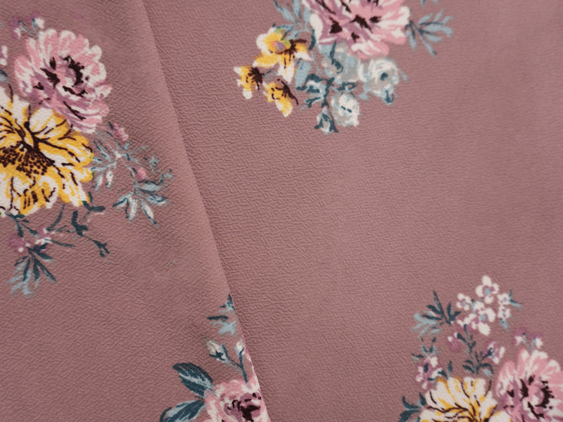 Mauve-Multi Poly Stretch Floral Liverpool Double Knit Fabric