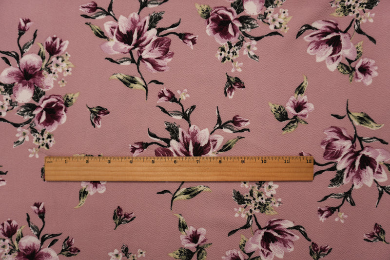 Pink-Multi Poly Stretch Floral Print Liverpool Double Knit Fabric