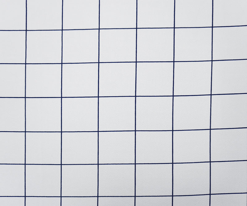 White-Navy Poly Check Printed Liverpool Double Knit Fabric