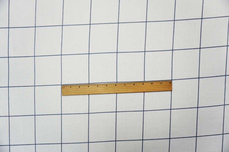 White-Gray Poly Check Printed Liverpool Double Knit Fabric