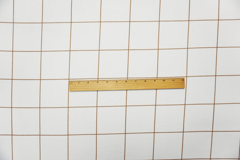 White-Brown Poly Check Printed Liverpool Double Knit Fabric
