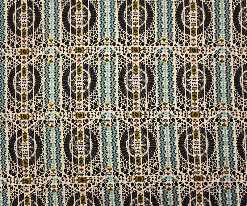 Black Poly Spandex Tribal Printed Liverpool Double Knit Fabric