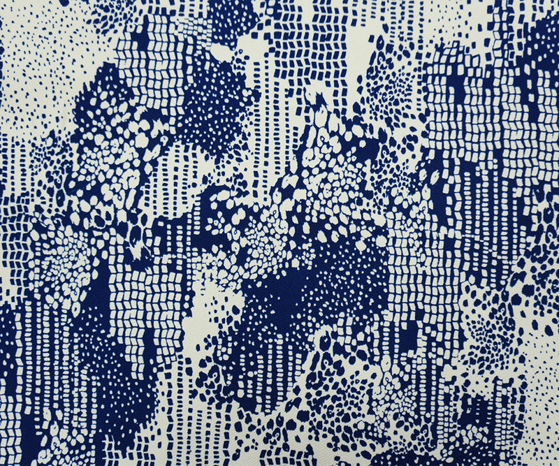 Blue-White Poly Abstract Printed Liverpool Double Knit Fabric