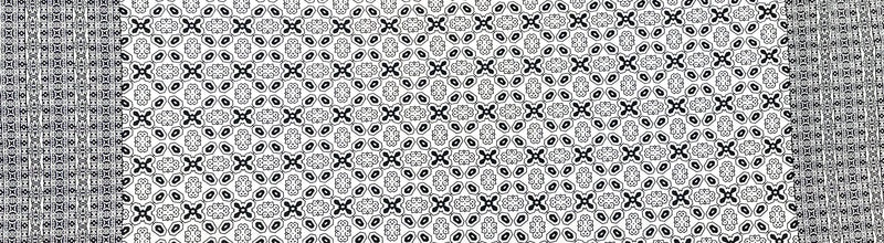 Black-White Poly Geometric Border Liverpool Double Knit Fabric