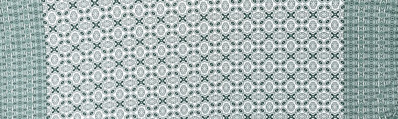 Green-White Geometric Border Liverpool Double Knit Fabric