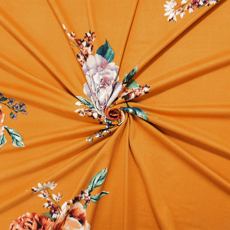 Dijon-Red-Multi Poly Floral Double Brush Jersey Knit Fabric