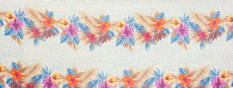 Green-Orange Poly Floral Aztec Yoryu Chiffon Woven Fabric