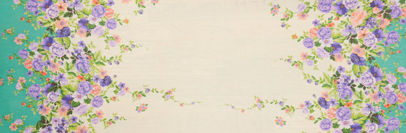Green-Multi Poly Floral Border Printed Chiffon Woven Fabric