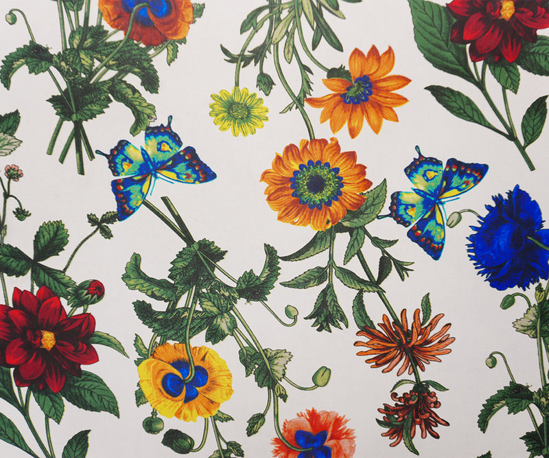 Red-Green-White Poly Floral Printed Chiffon Woven Fabric