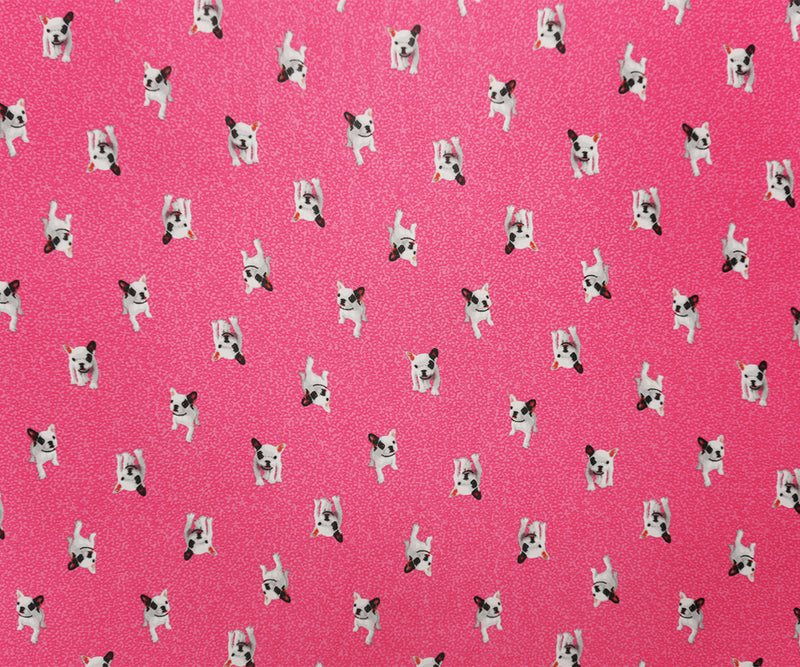 Pink-White-Multi Poly Dog Printed Chiffon Woven Fabric