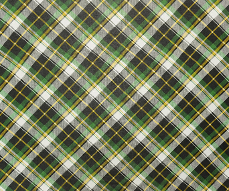 Black-Green-Yellow Poly Plaid Printed Chiffon Woven Fabric