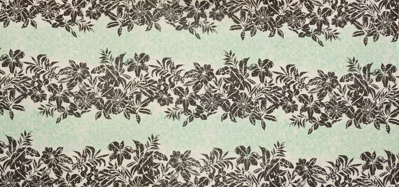 Green-Black-White Poly Floral Printed Chiffon Woven Fabric