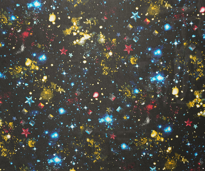 Black Poly Universe Printed Chiffon Woven Fabric
