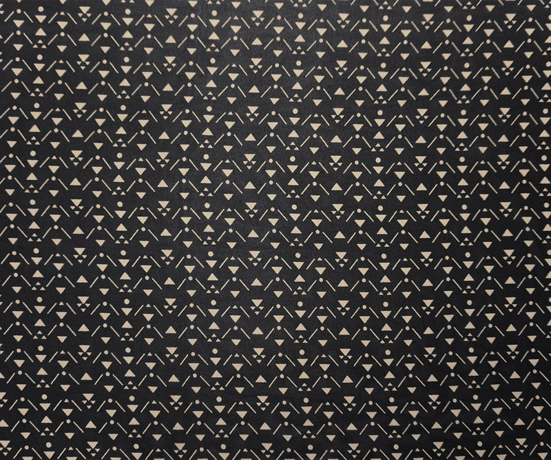 Black-Beige Poly Triangle Printed Chiffon Woven Fabric