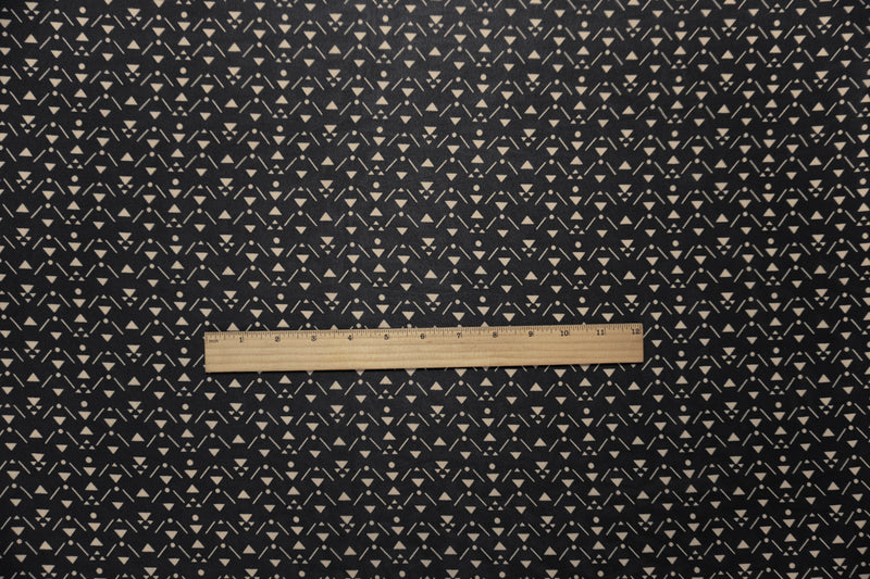 Black-Beige Poly Triangle Printed Chiffon Woven Fabric